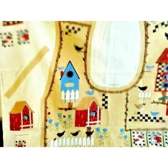Birdhouse Bungalow Vest Fabric One Size Sewing Panel Pattern Applique Vintage - Picture 5 of 5